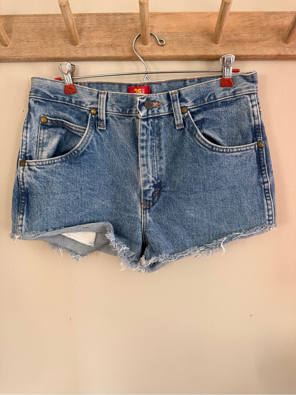 Wrangler Blue Distressed Cutoff Denim Shorts